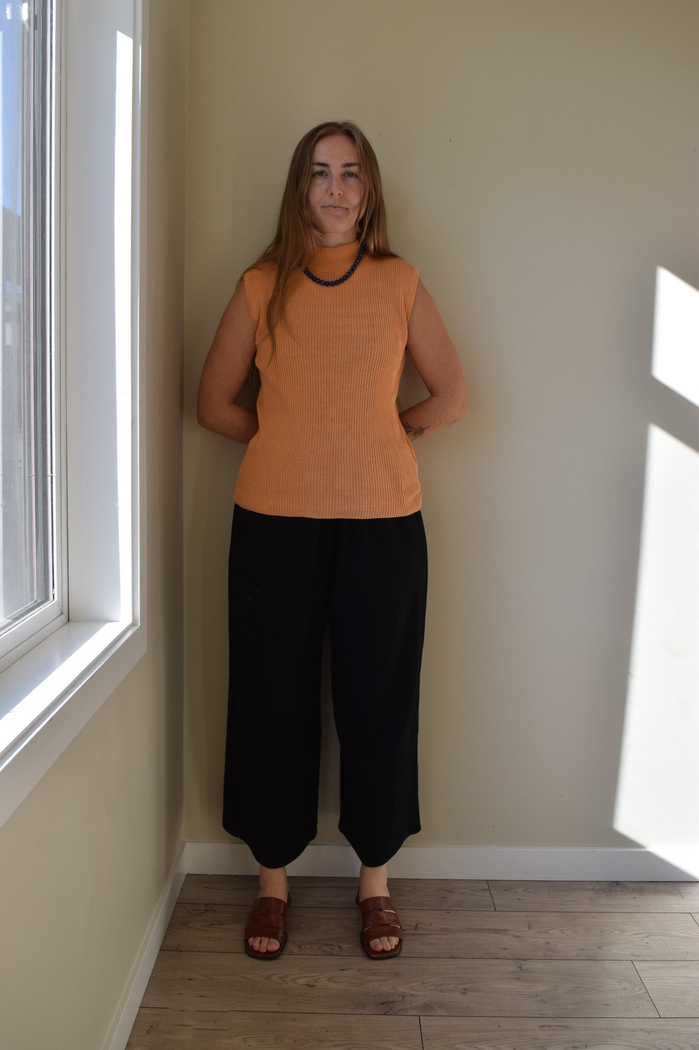 Apricot Silk Knit Turtleneck