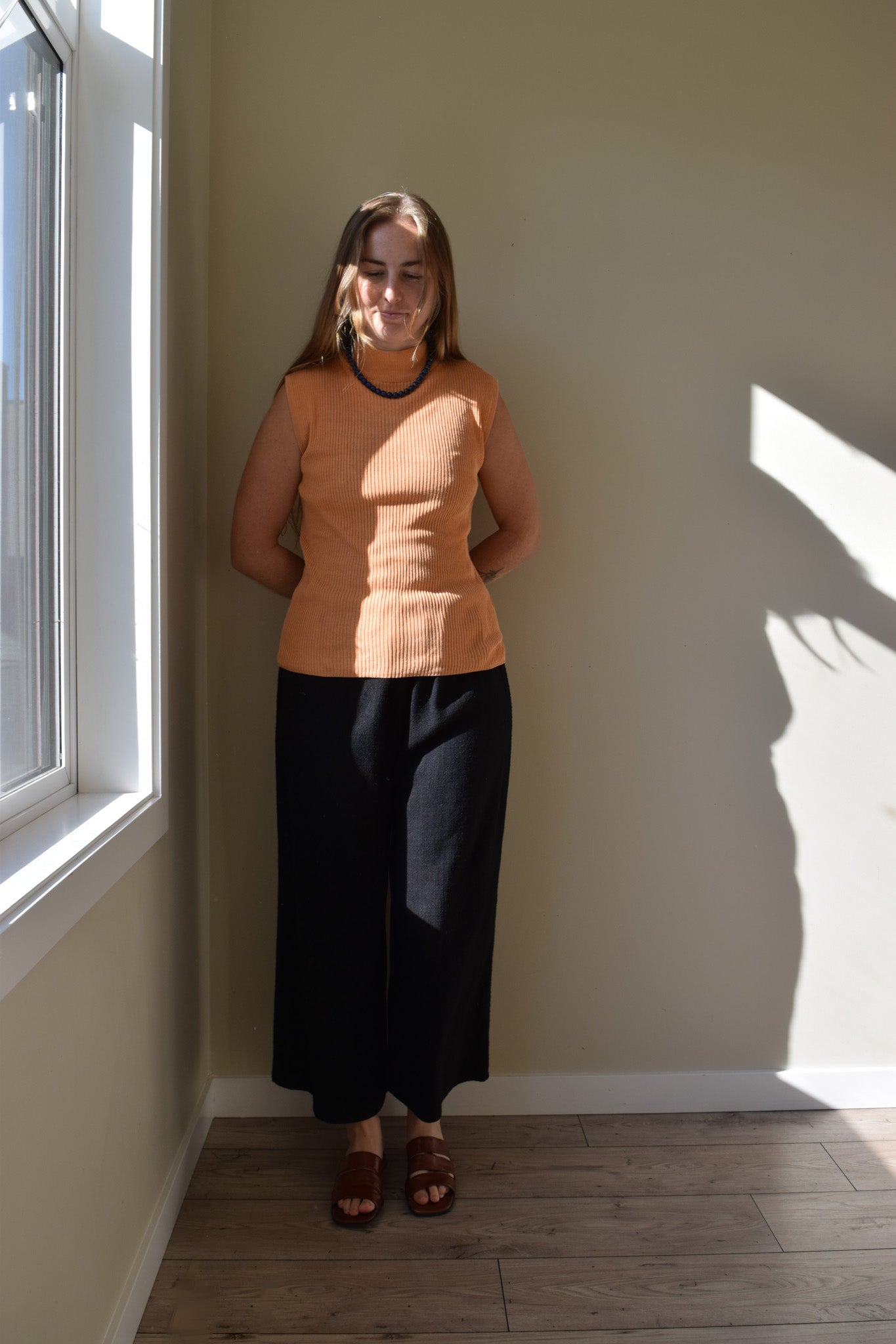 Apricot Silk Knit Turtleneck