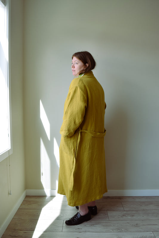 Mustard Linen Bathrobe | Multiple Sizes