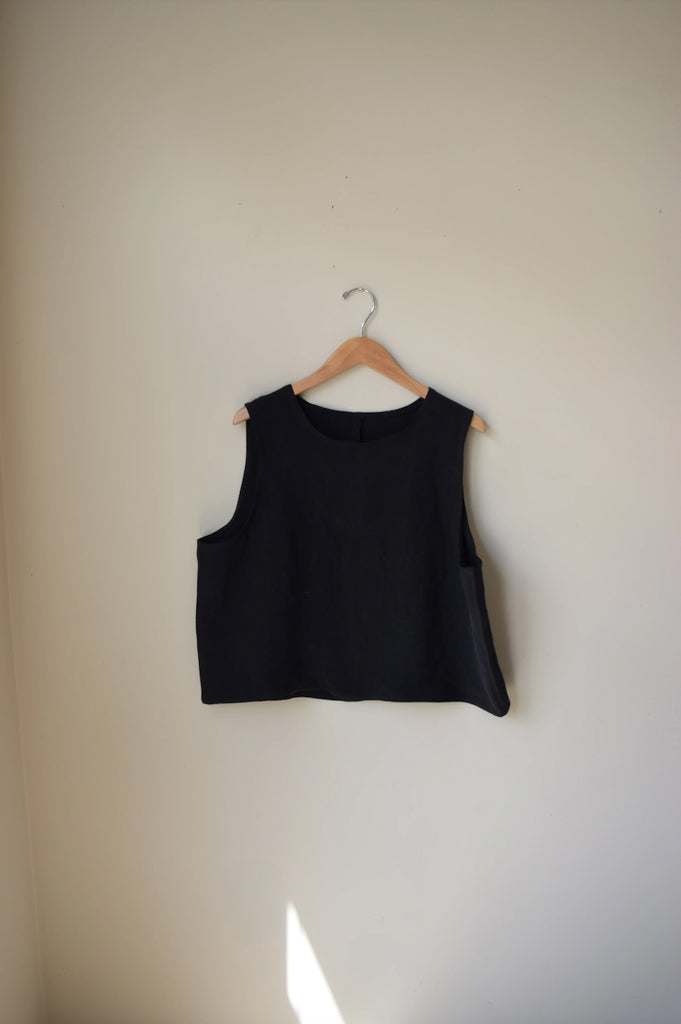 Black Linen Tank | XS