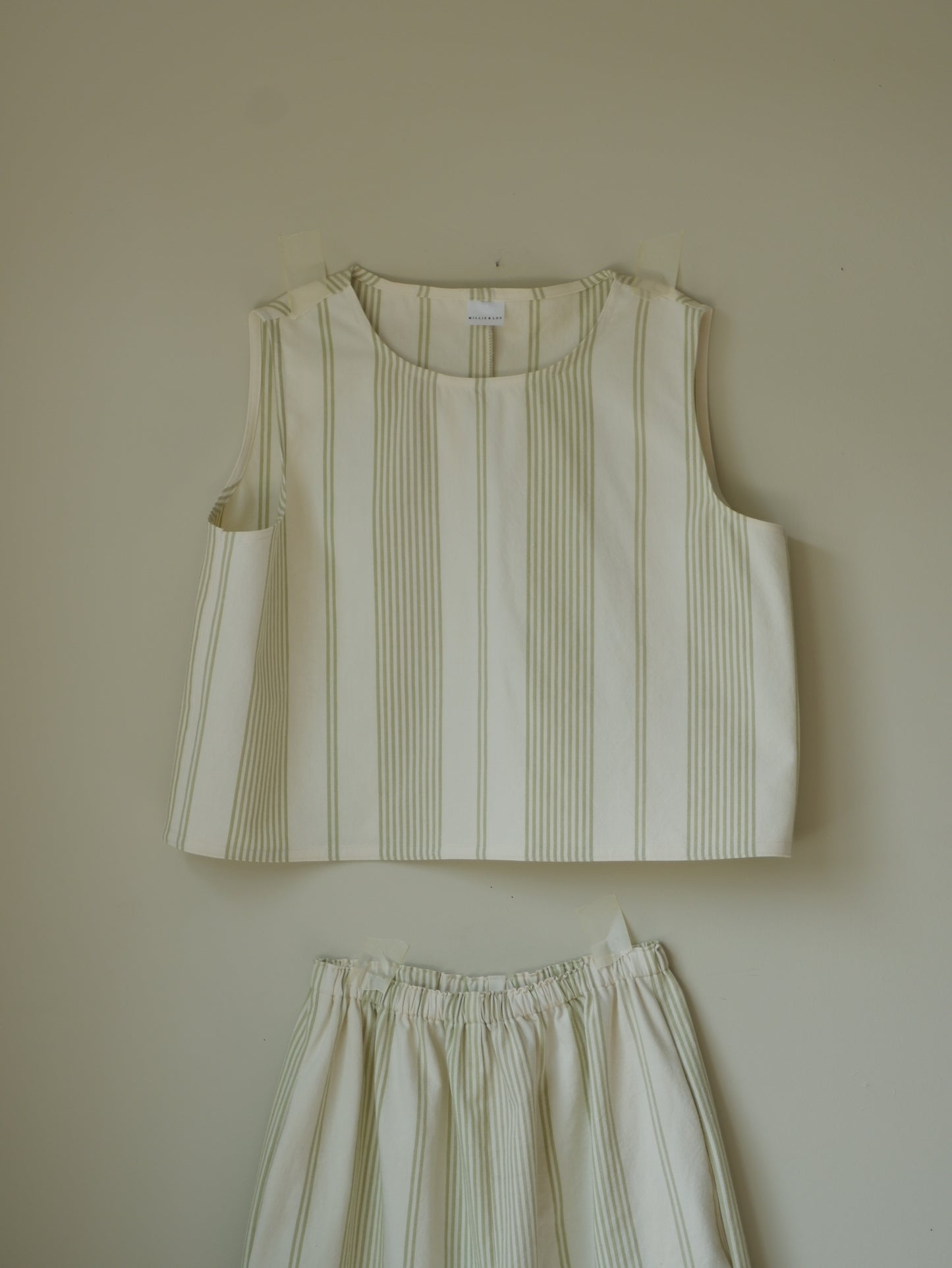 Olive & Cream Striped Set