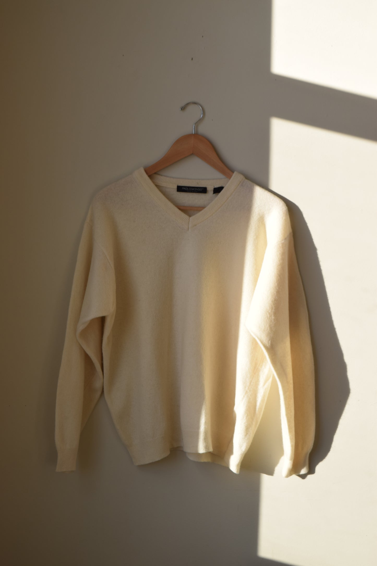 Cream Wool V-Neck Jumper