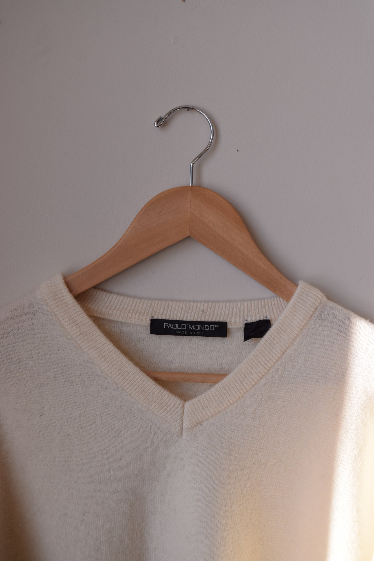 Cream Wool V-Neck Jumper