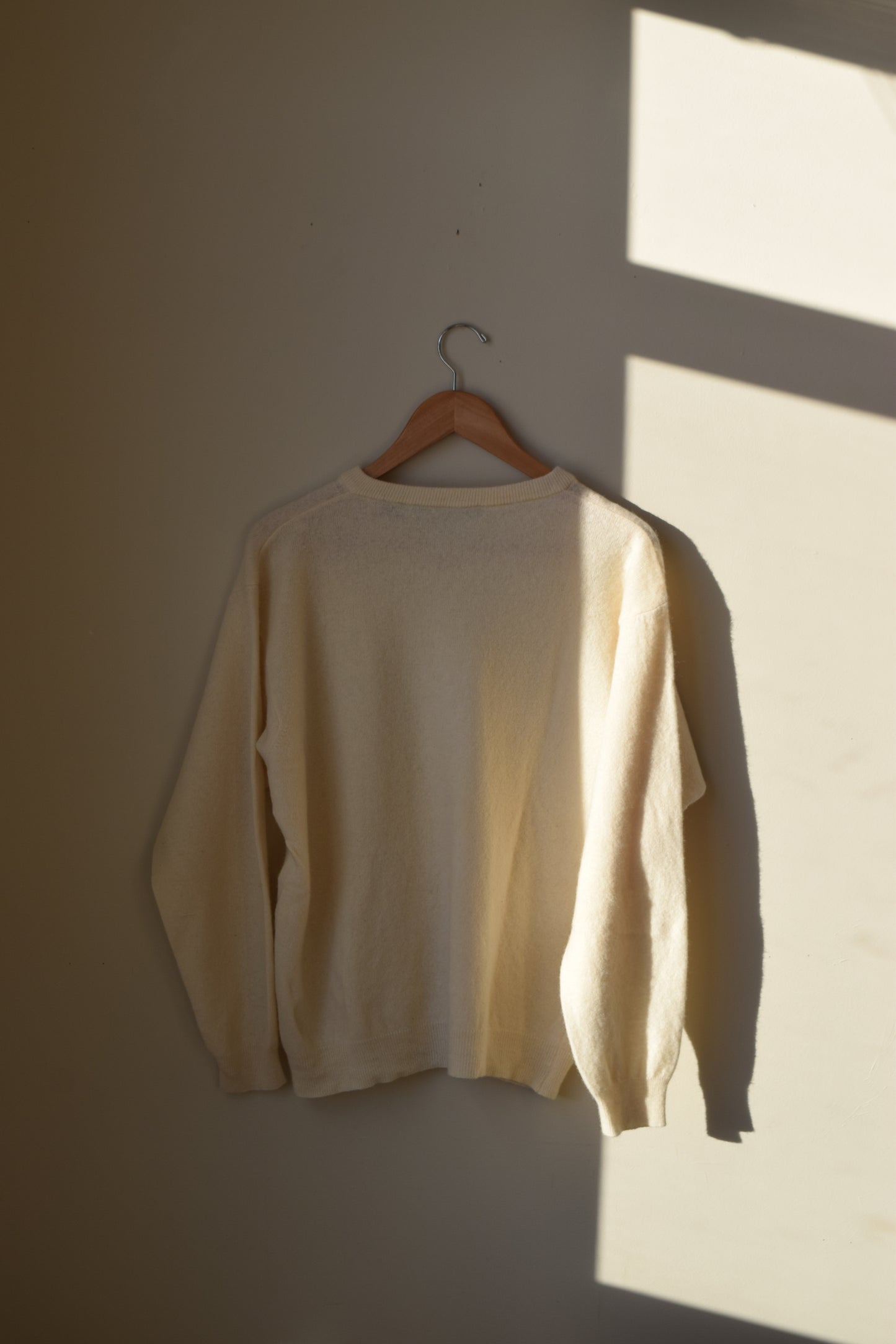 Cream Wool V-Neck Jumper