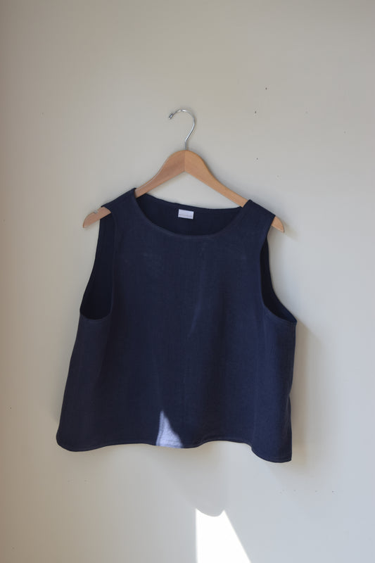 Navy Linen Twill Tank