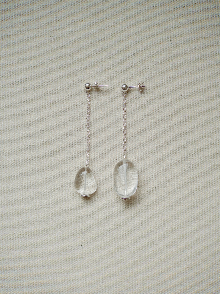 Glass & Silver Chain Earrings