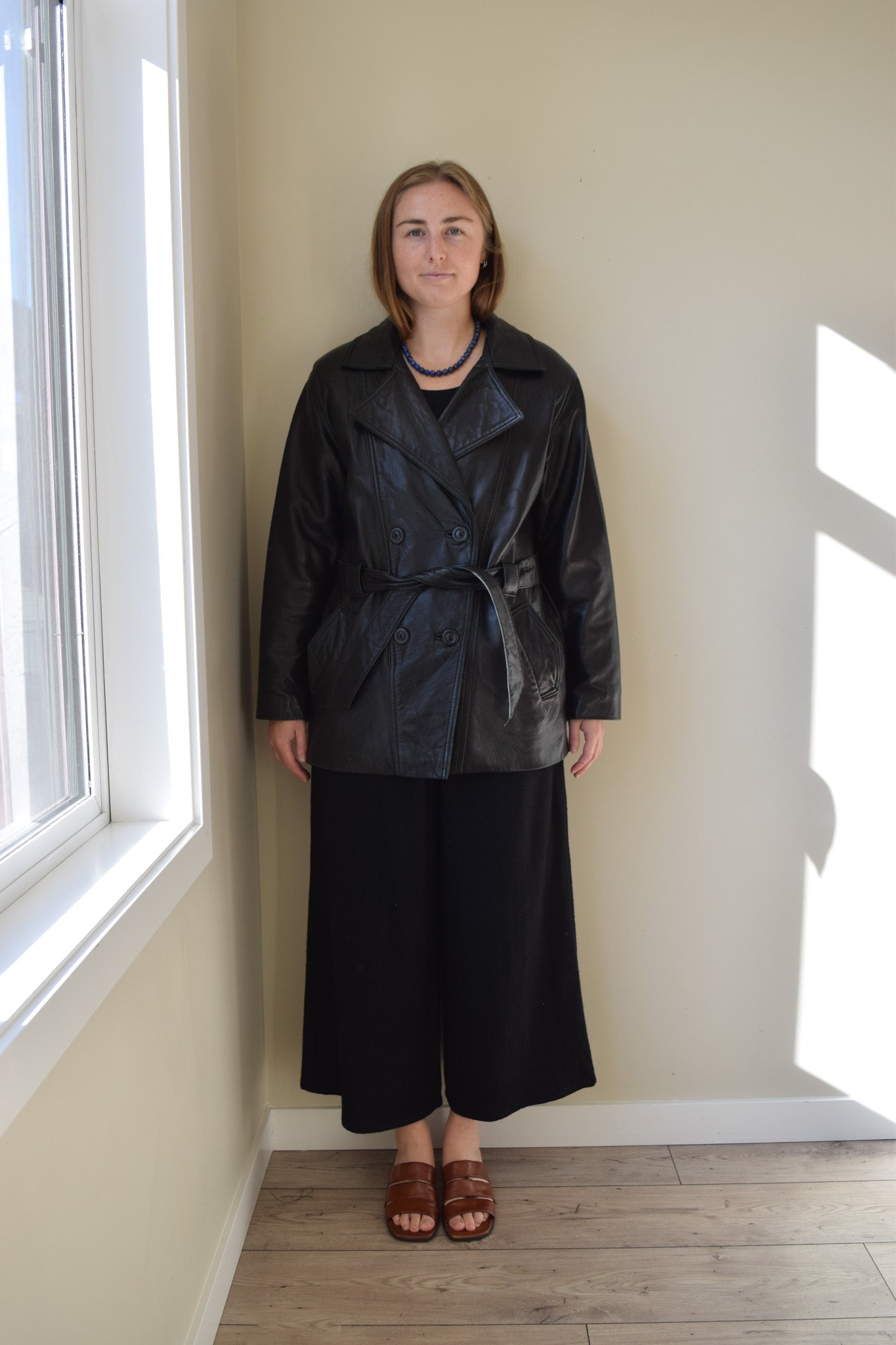 Black Leather Trench Coat