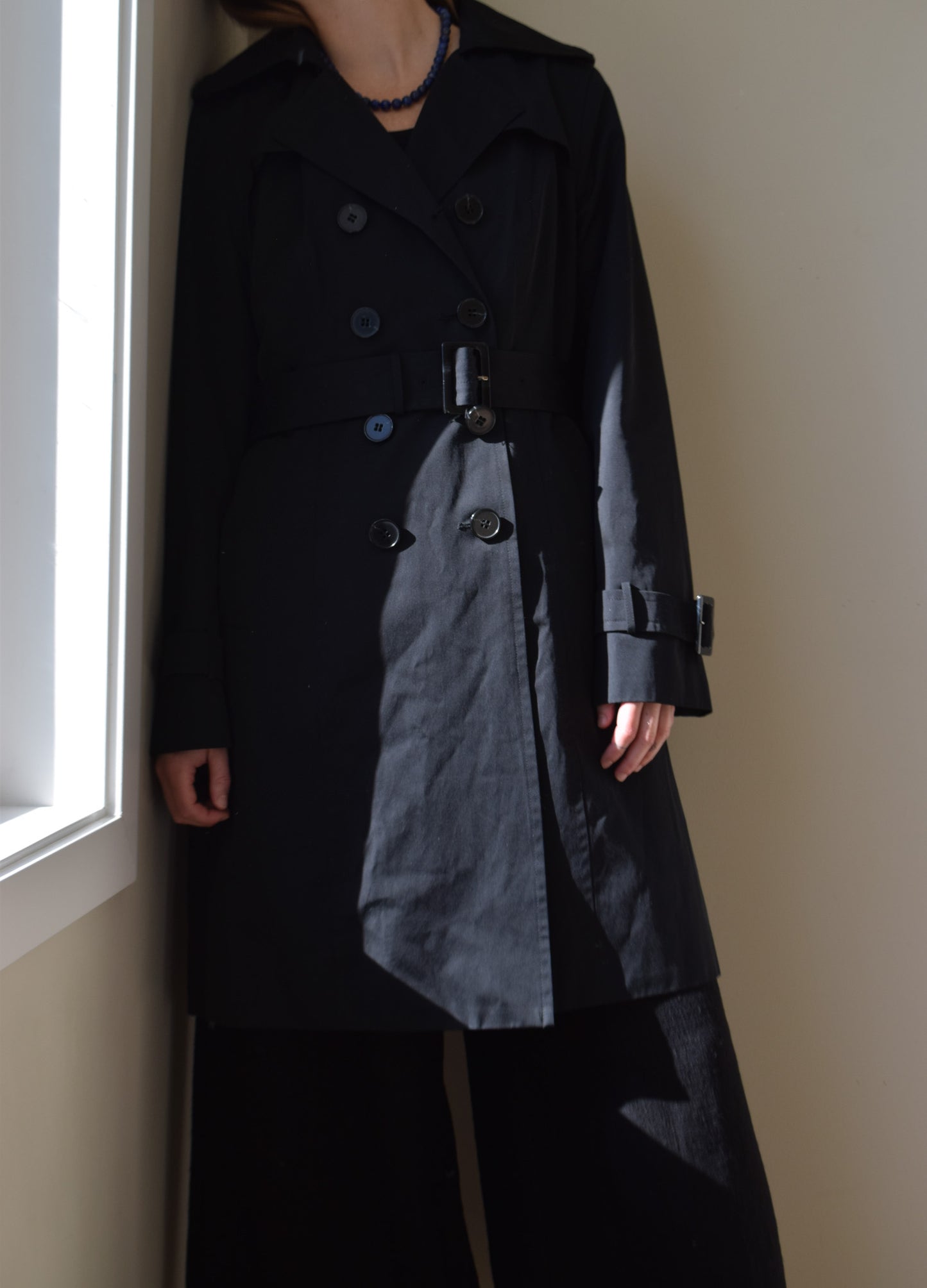 Black London Fog Rain Trench