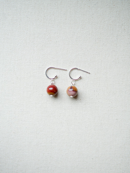 Burgundy Mookaite Tiny Hoops