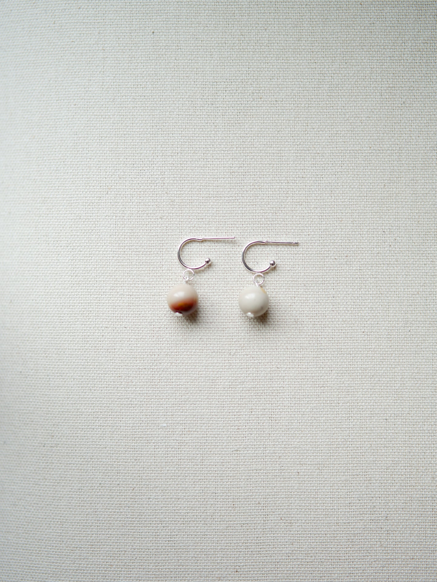 White Mookaite Tiny Hoops