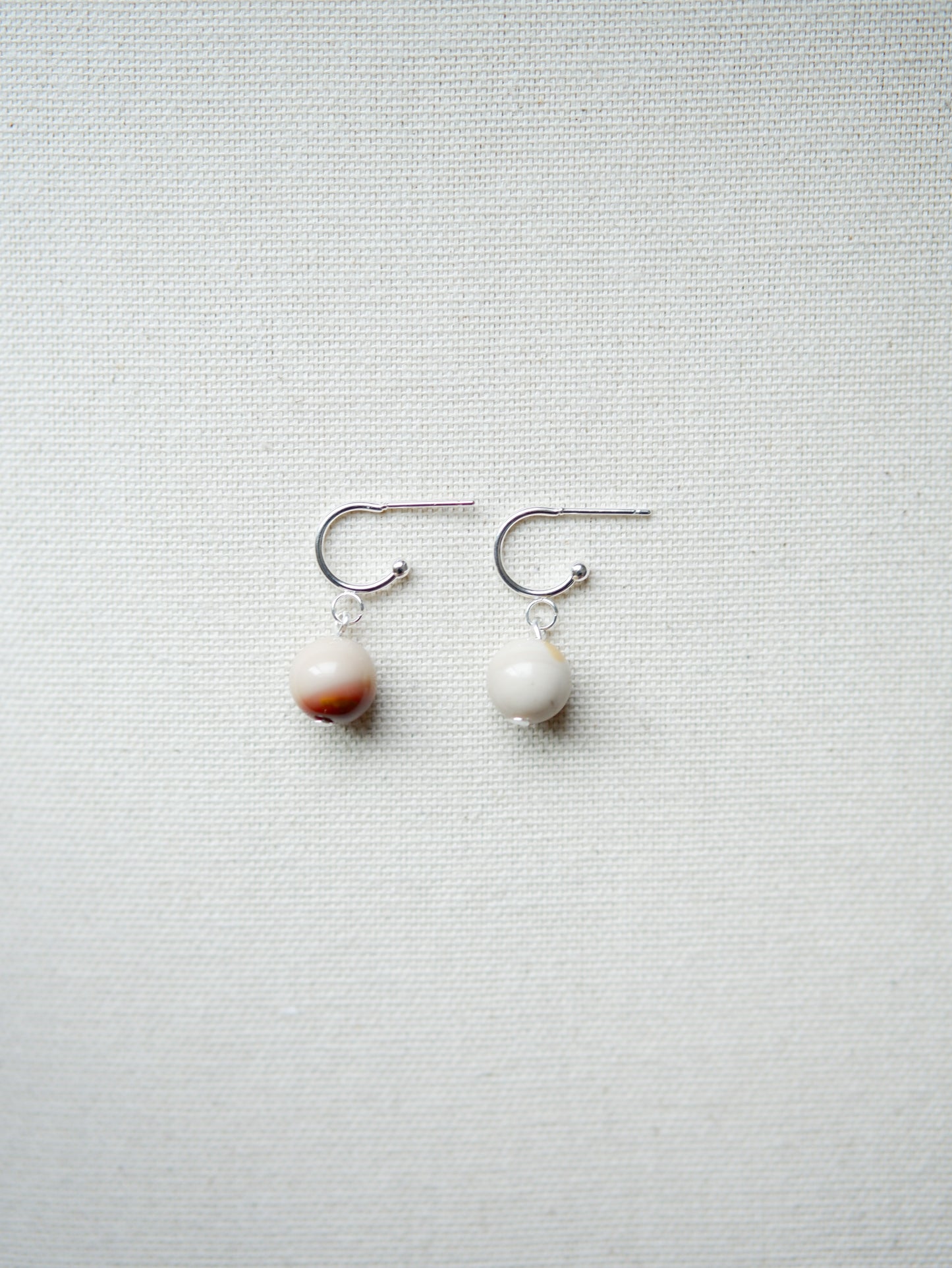 White Mookaite Tiny Hoops