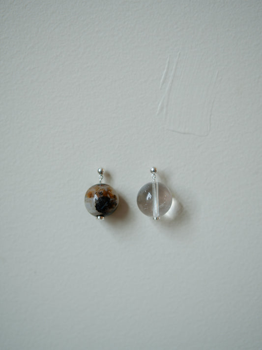 Agate & Quartz Orb Earrings