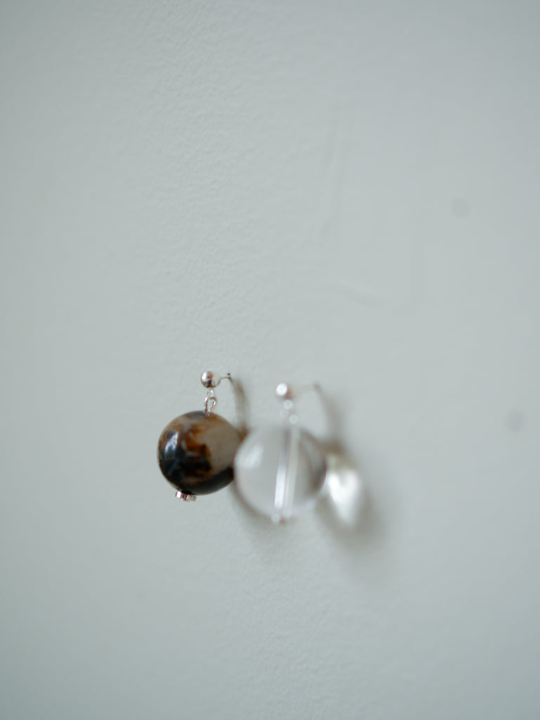 Agate & Quartz Orb Earrings