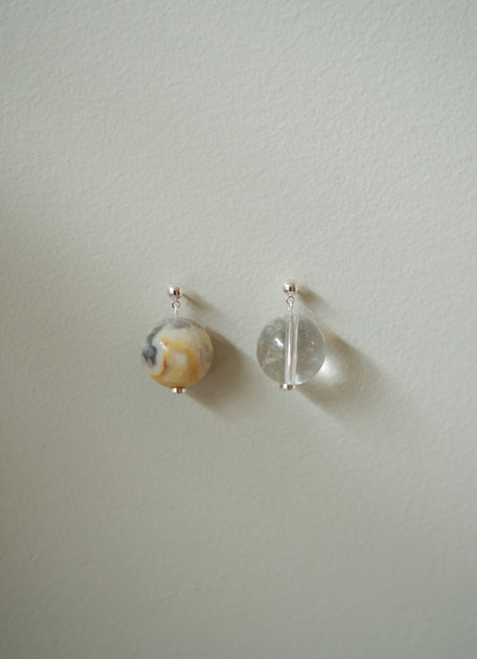 Agate & Quartz Orb Earrings