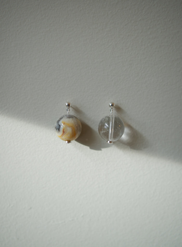 Agate & Quartz Orb Earrings