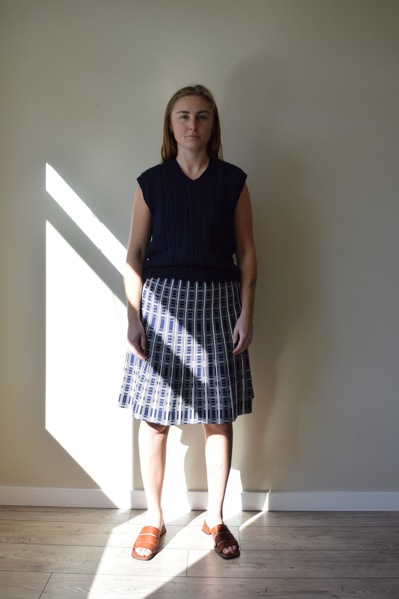 Knit Faux-Pleat Skirt