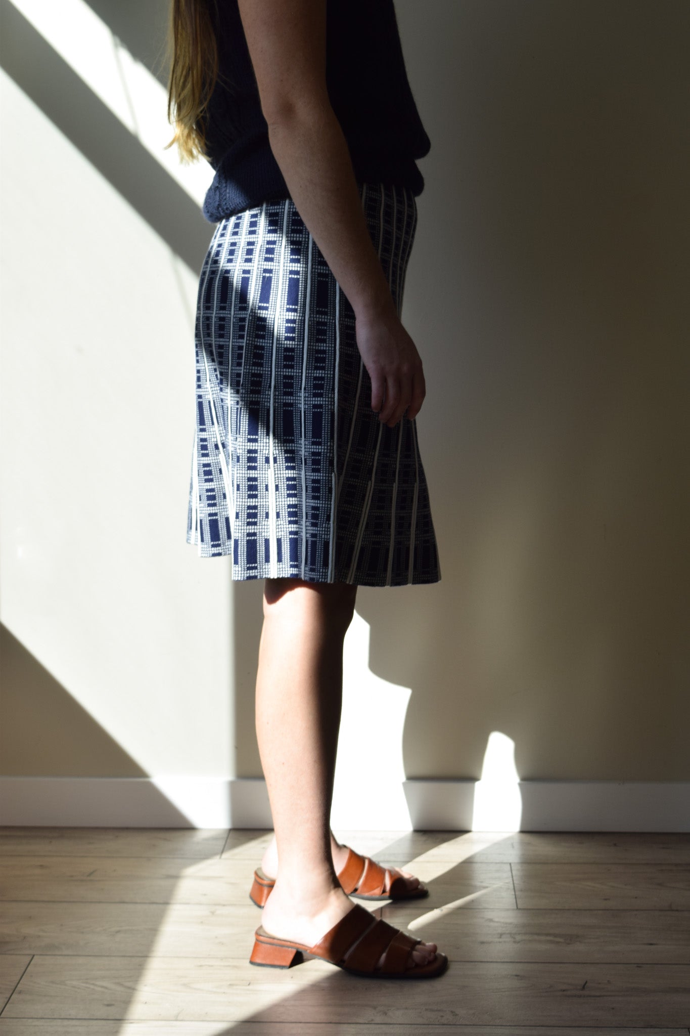 Knit Faux-Pleat Skirt