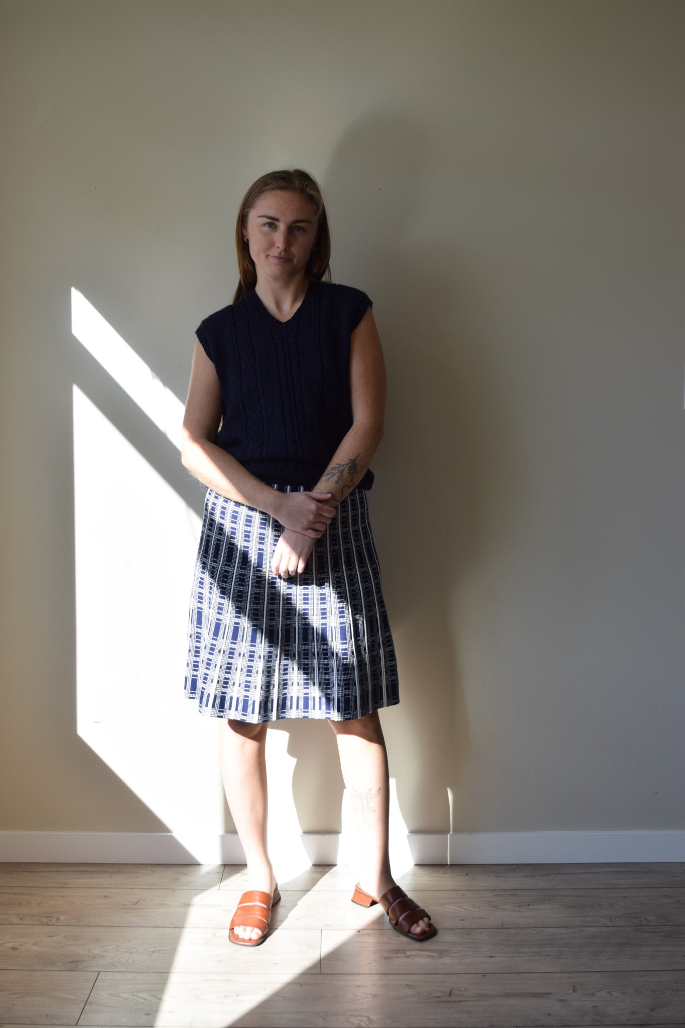 Knit Faux-Pleat Skirt