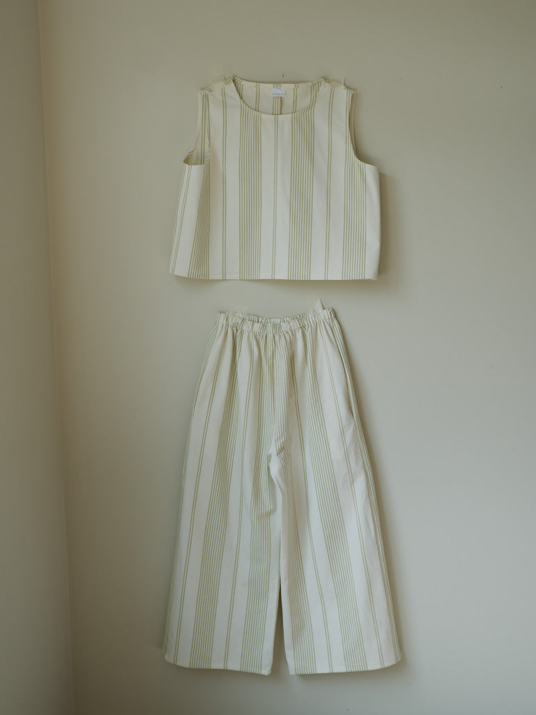 Olive & Cream Striped Set