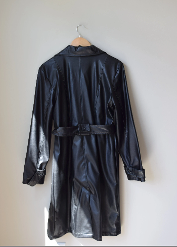 Black Pleather Trench Coat