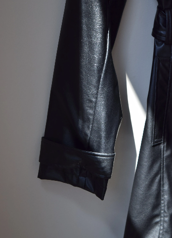 Black Pleather Trench Coat