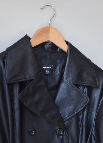 Black Pleather Trench Coat