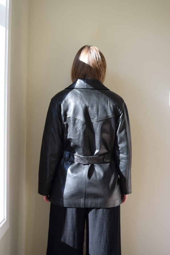 Black Leather Trench Coat