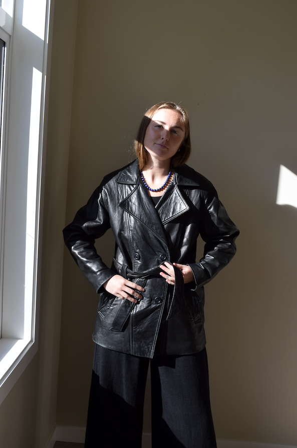 Black Leather Trench Coat