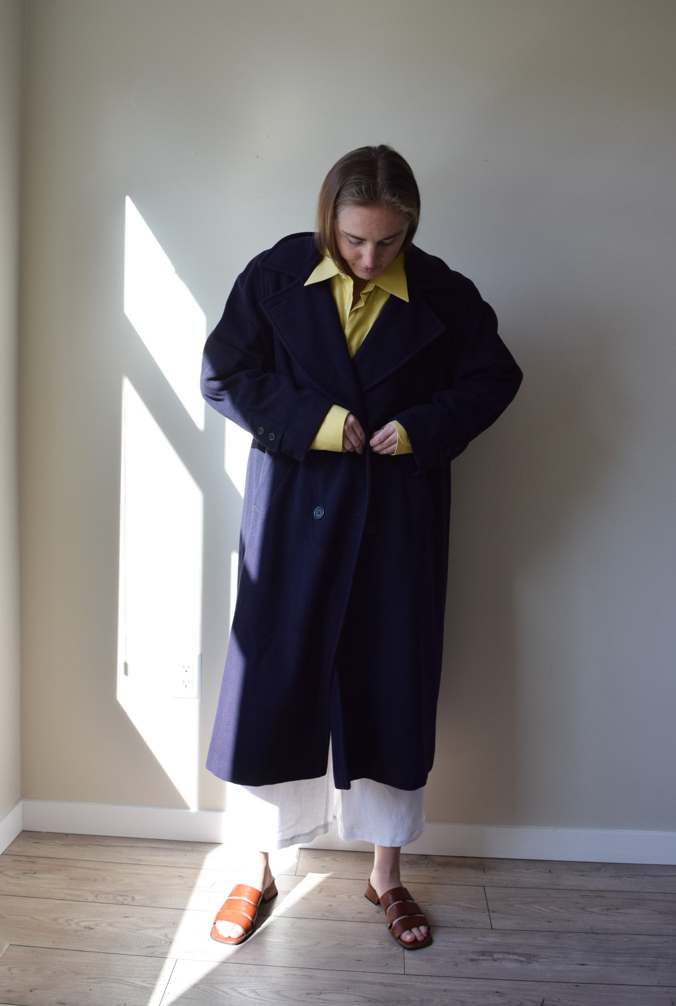 Navy Cashmere & Wool Coat