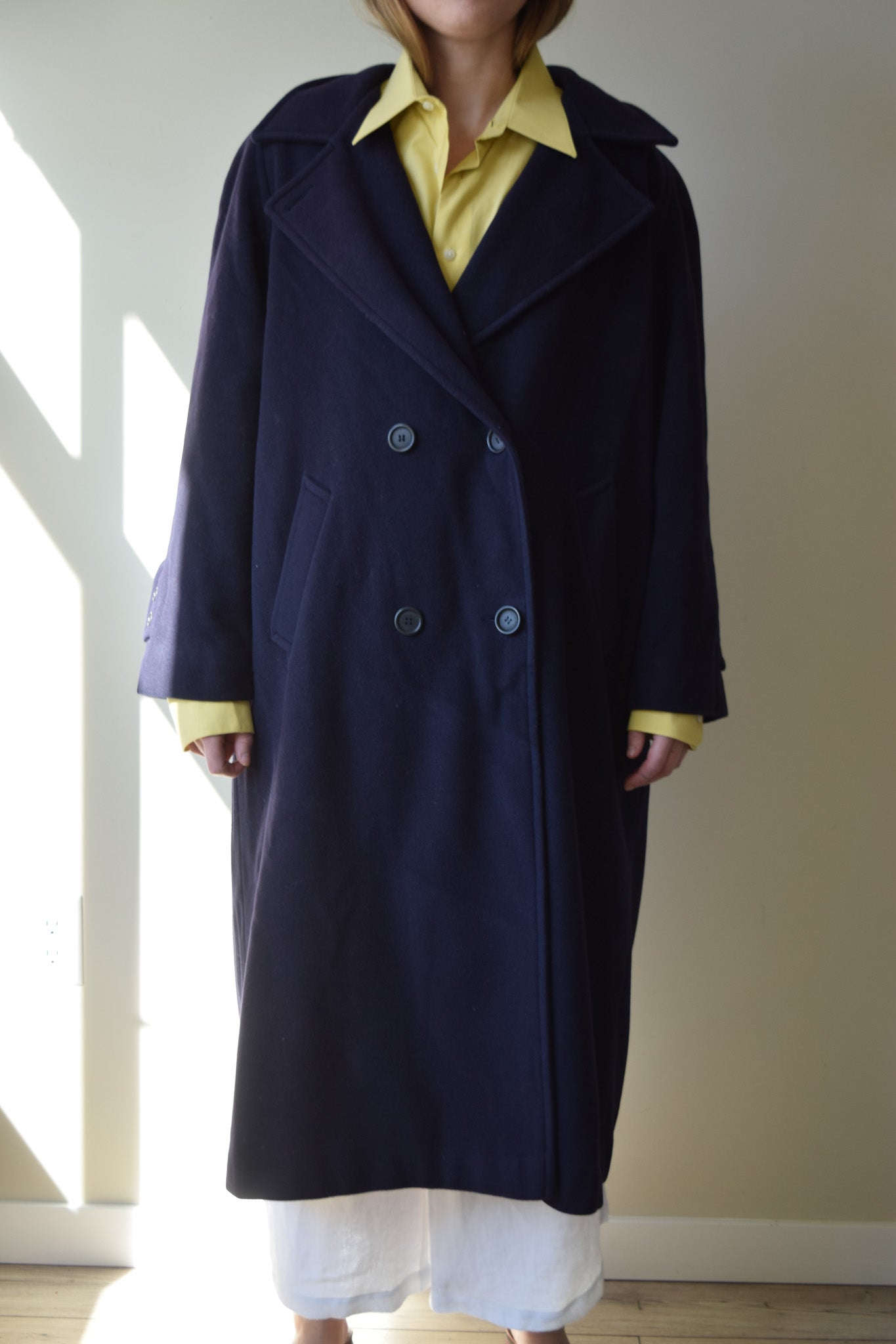 Navy Cashmere & Wool Coat