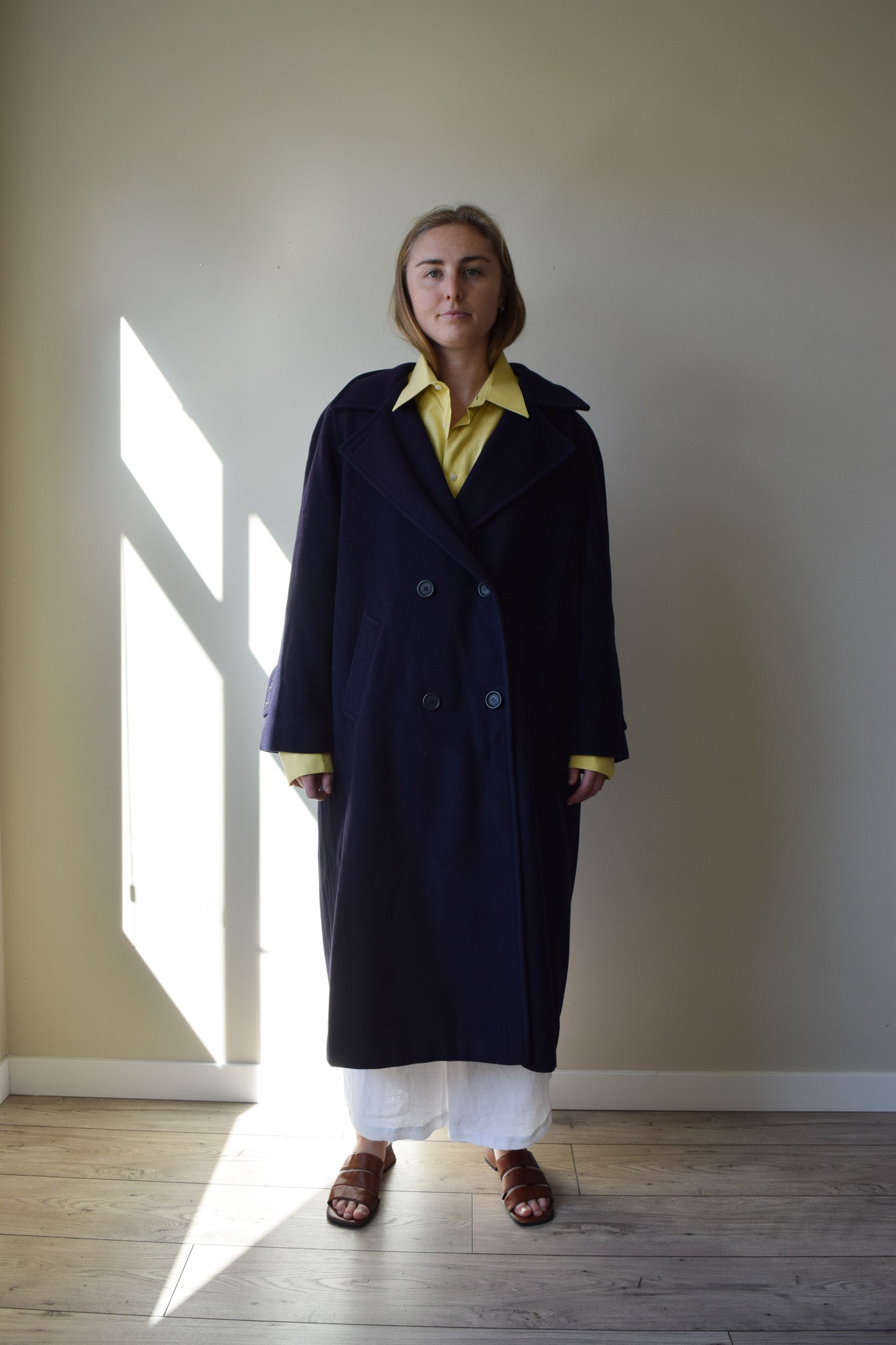 Navy Cashmere & Wool Coat